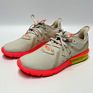 Nike Air Max Sequent 3 Running Shoes Sneakers Bone Gray Pink Punch Women’s 8.5